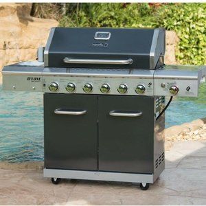 Propane Gas BBQ Barbecue Grill Side Sear 6-Burner Rotisserie Kit Nexgrill Deluxe